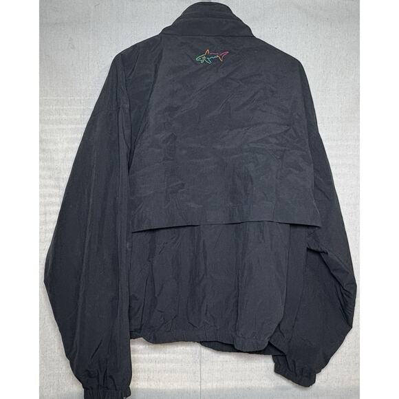Greg Norman Jacket Mens Sz XL Black Shark Golf Full Zip Up Windbreaker Y2K - Picture 2 of 4